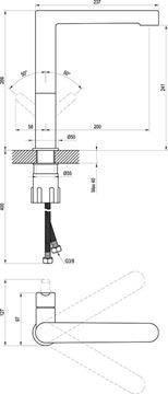 RAVAK PURI PU 016.00 umyvadlová stojánková baterie, chrom X070143 Technický nákres
