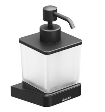 RAVAK 10° BLACK TD 231.20 dávkovač tekutého mýdla, nástěnný, matná černá