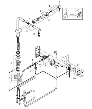 GROHE MINTA TOUCH dřezová elektronická baterie, s vytahovací koncovkou, napájení z baterie, supersteel 31360DC1 Obrázek - fotka