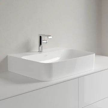 VILLEROY & BOCH FINION umyvadlo na desku 60 cm, s otvorem pro baterii, bez přepadu, CeramicPlus, alpská bílá 41686LR1 Obrázek - fotka