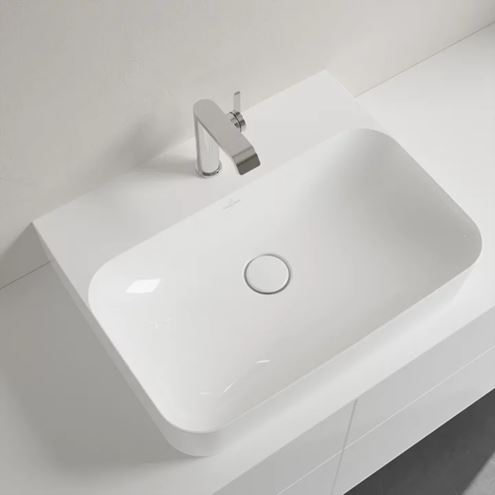 VILLEROY & BOCH FINION umyvadlo na desku 60 cm, s otvorem pro baterii, bez přepadu, CeramicPlus, alpská bílá 41686LR1 Obrázek - fotka
