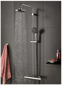 GROHE TEMPESTA SYSTEM 210 sprchový set s termostatickou baterií, horní sprcha, ruční sprcha se 3 proudy, tyč, hadice, Water Saving, chrom 26848000 Obrázek - fotka