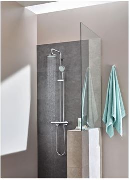 GROHE TEMPESTA SYSTEM 210 sprchový set s termostatickou baterií, horní sprcha, ruční sprcha se 3 proudy, tyč, hadice, Water Saving, chrom 26848000 Obrázek - fotka