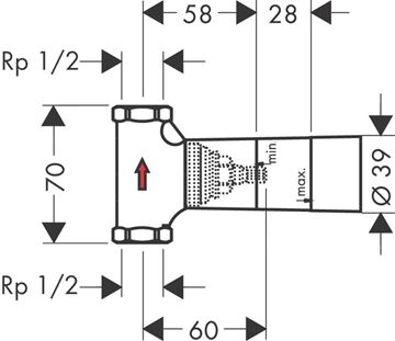 AXOR podomítkové těleso DN15 16973180 Technický nákres