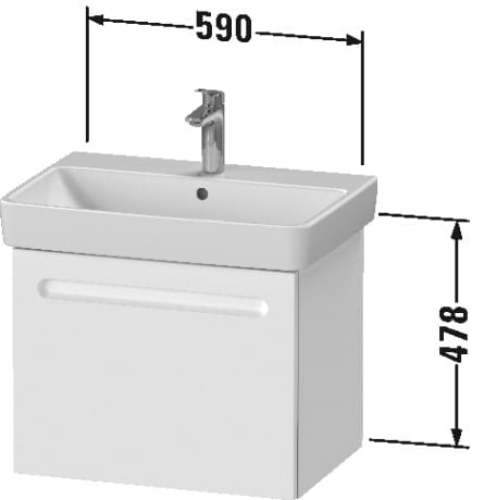 DURAVIT NO.1 skříňka pod umyvadlo 59x42,6x47,8 cm, 1 zásuvka, Graphit matt N14382049490000 Technický nákres