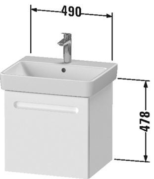 DURAVIT NO.1 skříňka pod umyvadlo 49x42,6x47,8 cm, 1 zásuvka, White matt N14280018180000 Technický nákres