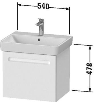 DURAVIT NO.1 skříňka pod umyvadlo 54x42,6x47,8 cm, 1 zásuvka, White matt N14281018180000 Technický nákres