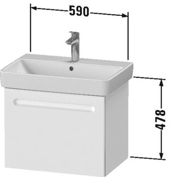 DURAVIT NO.1 skříňka pod umyvadlo 59x42,6x47,8 cm, 1 zásuvka, White matt N14282018180000 Technický nákres