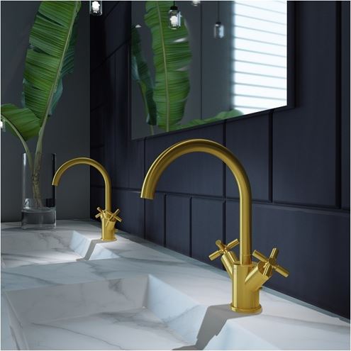 STEINBERG 250 umyvadlová stojánková baterie, s odtokovou soupravou, brushed gold 250 1500 BG Obrázek - fotka