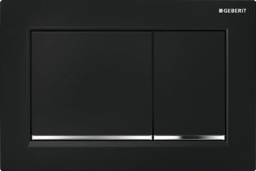 GEBERIT OMEGA 20 SQUARE  ovládací tlačítko pro dvě splachování, plast, černá/lesklý chrom