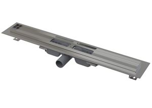 ALCA APZ101 LOW sprchový žlab 550 mm, do prostoru i ke stěně, boční odtok DN 40, bez roštu, PP/nerez ocel