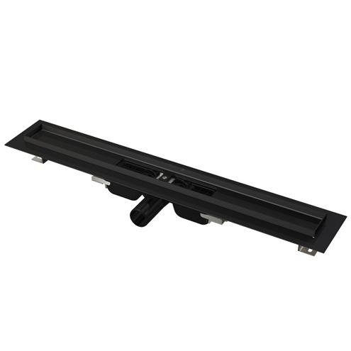 ALCA APZ101BLACK LOW sprchový žlab 650 mm, do prostoru i ke stěně, boční odtok DN 40, bez roštu, PP/nerez ocel, černá matná APZ101BLACK-650 Obrázek - Hlavní obrázek