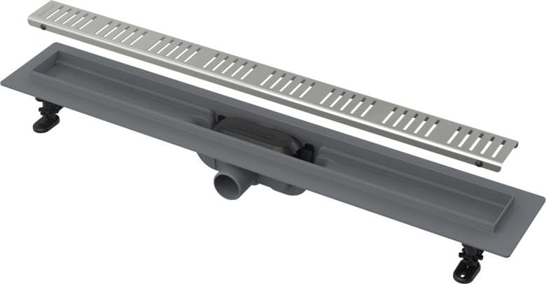 ALCA APZ10 sprchový žlab 650 mm, do prostoru i ke stěně, boční odtok DN 40, rošt SIMPLE 10, PP/nerez ocel APZ10-650M Obrázek - Hlavní obrázek