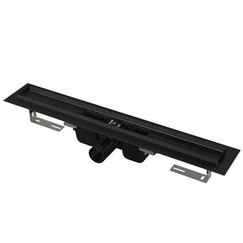 ALCA APZ1BLACK sprchový žlab 850 mm, do prostoru i ke stěně, boční odtok DN 50, bez roštu, PP/nerez ocel, černá matná APZ1BLACK-850 Obrázek - Hlavní obrázek