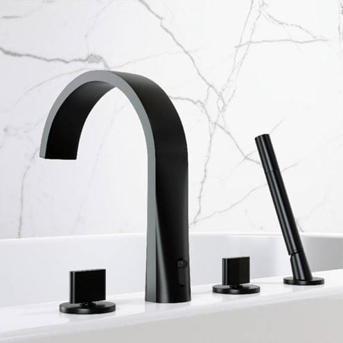 STEINBERG 280 baterie na okraj vany, 4-otvorová, s přepínačem, se sprchovou soupravou, matt black 280 2400 S Obrázek - fotka