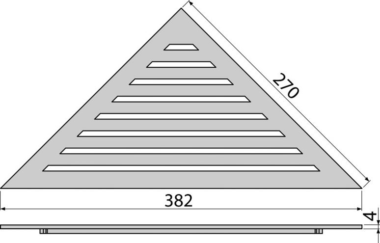 ALCA perforovaný rošt LIFE 382x270 mm, matná nerez ocel LIFE Technický nákres