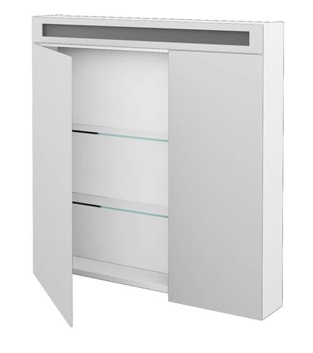 DŘEVOJAS AIR GA2NOE 80 zrcadlová skříňka 80x82x13,8 cm, osvětlení, s vypínačem a el. zásuvkou, lamino, lesklá bílá 69288 Obrázek - fotka