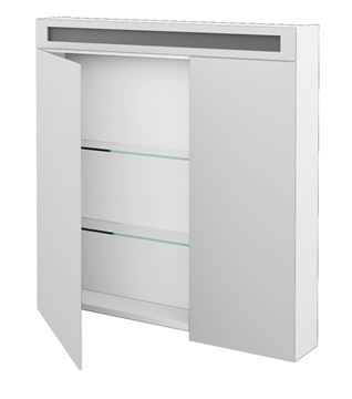 DŘEVOJAS AIR GA2NOE 80 zrcadlová skříňka 80x82x13,8 cm, osvětlení, s vypínačem a el. zásuvkou, lamino, lesklá bílá 69288 Obrázek - fotka