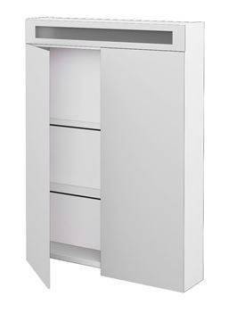 DŘEVOJAS AIR GA2OE 60 zrcadlová skříňka 60x82x13,8 cm, osvětlení, s vypínačem a el. zásuvkou, lamino, lesklá bílá 69264 Obrázek - fotka