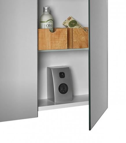 DŘEVOJAS AIR GA2OE 60 zrcadlová skříňka 60x82x13,8 cm, osvětlení, s vypínačem a el. zásuvkou, lamino, lesklá bílá 69264 Obrázek - fotka