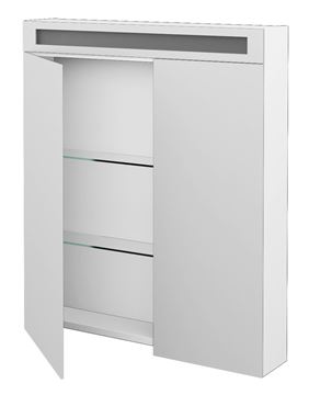 DŘEVOJAS AIR GA2NOE 70 zrcadlová skříňka 70x82x13,8 cm, osvětlení, s vypínačem a el. zásuvkou, lamino, lesklá bílá 69271 Obrázek - fotka