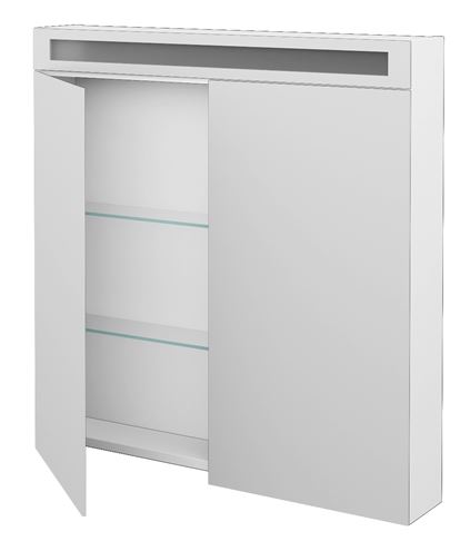 DŘEVOJAS AIR GA2OE 80 zrcadlová skříňka 80x82x13,8 cm, osvětlení, s vypínačem a el. zásuvkou, lamino, lesklá bílá 69295 Obrázek - fotka