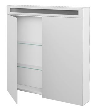 DŘEVOJAS AIR GA2OE 80 zrcadlová skříňka 80x82x13,8 cm, osvětlení, s vypínačem a el. zásuvkou, lamino, lesklá bílá 69295 Obrázek - fotka