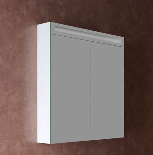 DŘEVOJAS AIR GA2OE 80 zrcadlová skříňka 80x82x13,8 cm, osvětlení, s vypínačem a el. zásuvkou, lamino, lesklá bílá 69295 Obrázek - fotka
