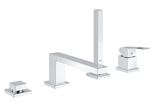 GROHE EUROCUBE baterie na okraj vany, 4-otvorová, s přepínačem, se sprchovou soupravou, chrom