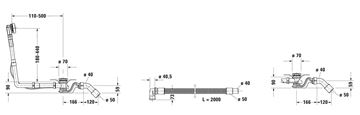DURAVIT QUADROVAL vanový sifon 85 cm, bovden, chrom 792208000001000 Technický nákres