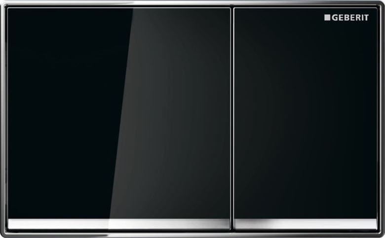GEBERIT OMEGA 60 ovládací tlačítko pro dvě splachování, zinek/sklo, černá/lesklý chrom 115.081.SJ.1 Obrázek - Hlavní obrázek