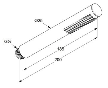 KLUDI NOVA FONTE ruční sprcha 185 mm, matná černá 3912039-00 Technický nákres