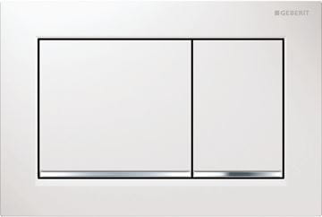 GEBERIT OMEGA 20 SQUARE ovládací tlačítko pro dvě splachování, plast, bílá/lesklý chrom