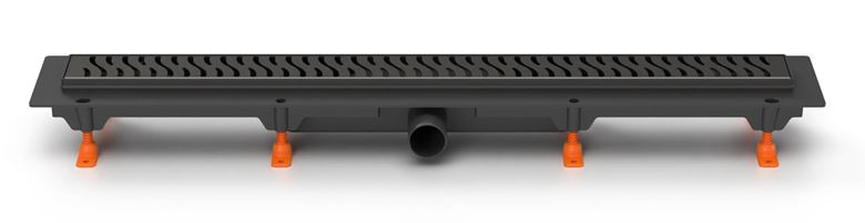 EASY sprchový žlab 850 mm, do prostoru, boční odtok D 40, rošt HARMONY, plast/nerez ocel, černá EPZ20-PPB-850 Obrázek - Hlavní obrázek