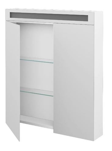 DŘEVOJAS MAX GA2O 80 zrcadlová skříňka 80x82x13,8 cm, osvětlení, lamino, lesklá bílá 69141 Obrázek - fotka
