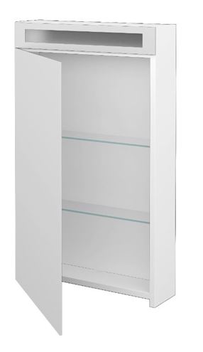 DŘEVOJAS MAX GAO 50 zrcadlová skříňka 50x82x13,8 cm, osvětlení, panty vlevo, lamino, lesklá bílá 69110 Obrázek - fotka