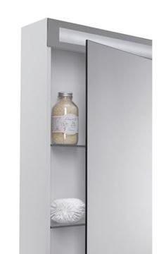 DŘEVOJAS MAX GAO 60 zrcadlová skříňka 60x82x13,8 cm, osvětlení, panty vlevo, lamino, lesklá bílá 69127 Obrázek - fotka