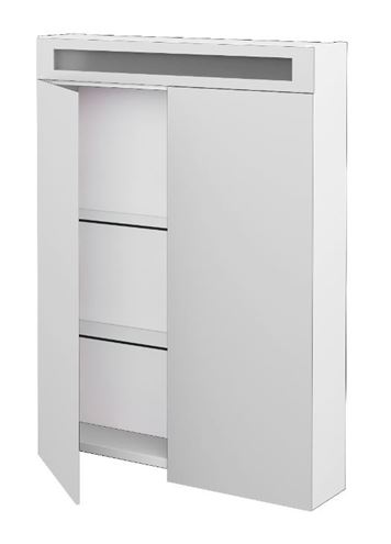 DŘEVOJAS MAX GA2O 60 zrcadlová skříňka 60x82x13,8 cm, osvětlení, lamino, lesklá bílá 69158 Obrázek - fotka