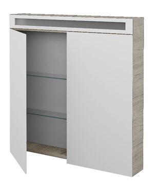 DŘEVOJAS MAX GA2O 80 zrcadlová skříňka 80x82x13,8 cm, osvětlení, lamino, oregon 135805 Obrázek - fotka
