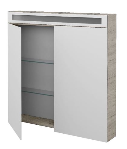 DŘEVOJAS MAX GA2O 80 zrcadlová skříňka 80x82x13,8 cm, osvětlení, lamino, oregon 135805 Obrázek - fotka