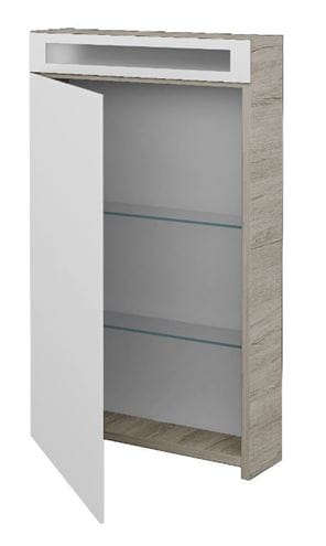DŘEVOJAS MAX GAO 50 zrcadlová skříňka 50x82x13,8 cm, osvětlení, panty vlevo, lamino, oregon 135553 Obrázek - Hlavní obrázek