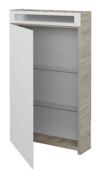 DŘEVOJAS MAX GAO 50 zrcadlová skříňka 50x82x13,8 cm, osvětlení, panty vlevo, lamino, oregon