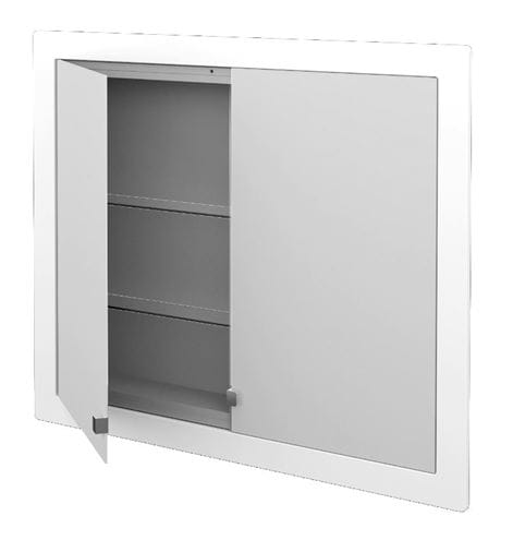 DŘEVOJAS GRID GA2OE 90 zrcadlová skříňka vestavná 102,4x86,3x14 cm, osvětlení, s el. zásuvkou, lamino, vysoce lesklá bílá 49334 Obrázek - fotka