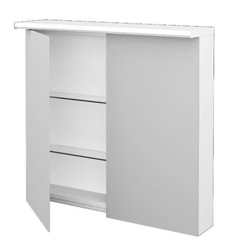 DŘEVOJAS ASTON GA2OE 80 zrcadlová skříňka 80x76,5x21 cm, osvětlení, s vypínačem a el. zásuvkou, lamino, lesklá bílá 137304 Obrázek - fotka