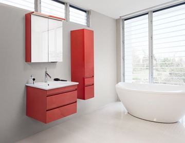 DŘEVOJAS MAJESTY SZZ2 80 skříňka s umyvadlem 78x47,5x50 cm, 2 zásuvky, červená vysoký lesk 83758-T30 Obrázek - fotka