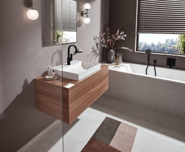 HANSGROHE VIVENIS umyvadlová stojánková baterie, s odtokovou soupravou a otočným výtokem, EcoSmart, matná černá 75030670 Obrázek - fotka