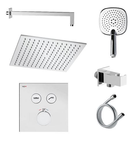 NDW KIT SWISSBOX sprchový set s termostatickou podomítkovou baterií, horní sprcha, ruční sprcha se 3 proudy, hadice, držák, chrom PM09069/CH Obrázek - fotka
