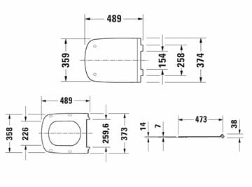 DURAVIT DURASTYLE WC sedátko, lesklá bílá 0060510000 Technický nákres