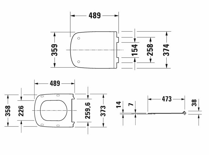DURAVIT DURASTYLE WC sedátko, lesklá bílá 0060510000 Technický nákres