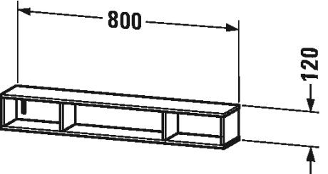 DURAVIT L-CUBE police 80x14x12 cm, nástěnná, Graphit matt LC120004949 Technický nákres
